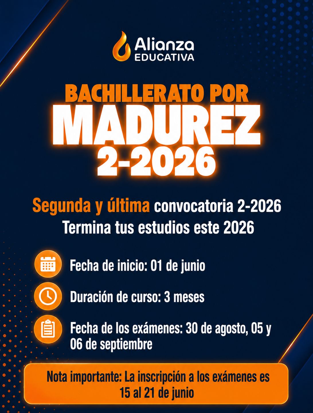 Convocatoria Bachillerato por Madurez 2-2026